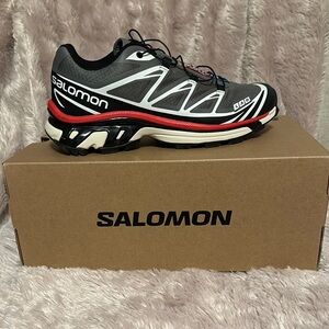 Salomon XT6 Pewter/Black/Aurora Red Athletic Shoes size 5.5M (6.5W)